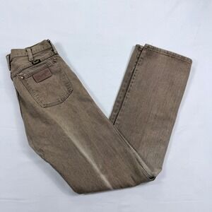 Wrangler Mens Cowboy Cut Brown Denim Jeans 31x36 Made USA Western Workwear Faded